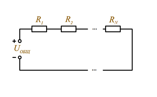 shema posledovatelnogo soedineniya neskolkih rezistorov r1 r2 rn e1559356793589