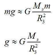 Uskorenie svobodnogo padeniya na Zemle formula